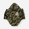 Camouflage hoodie with 'The Wild Paw' logo on a white background